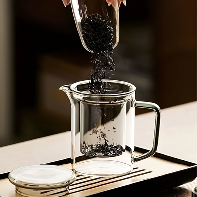 Théière avec filtre en verre transparente