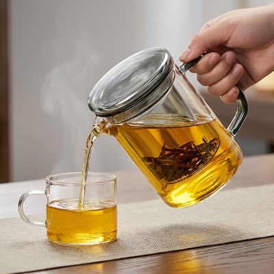 Théière avec filtre en verre transparente