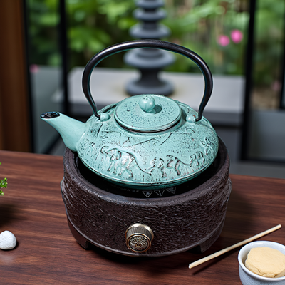 Théière en fonte bleu