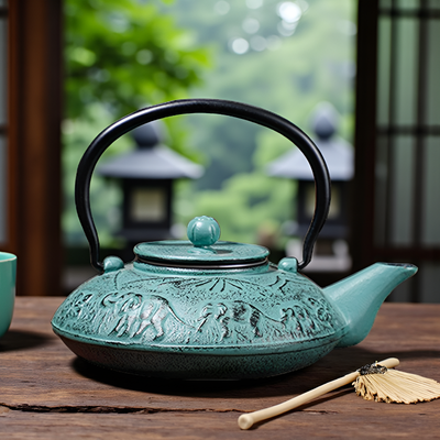 Théière en fonte bleu