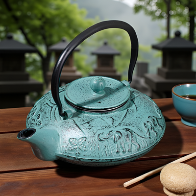 Théière en fonte bleu