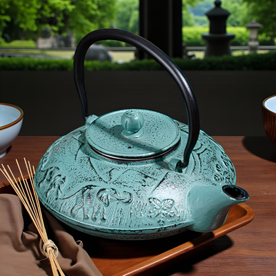 Théière en fonte bleu