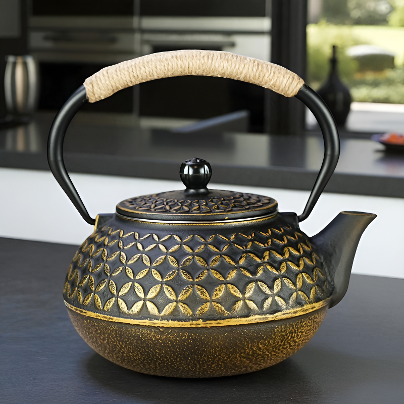 Théière en fonte noir et doré
