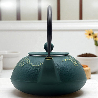 Théière en fonte vert foncé