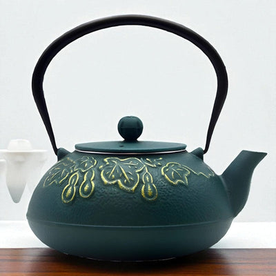Théière en fonte vert foncé