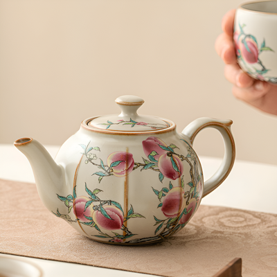 Théière pivoine céramique