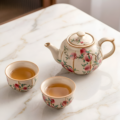 Théière pivoine céramique