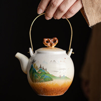 Théière porcelaine ancienne paysage chinois