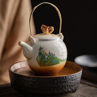 Théière porcelaine ancienne paysage chinois