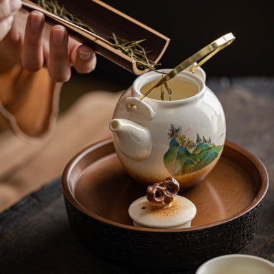 Théière porcelaine ancienne paysage chinois