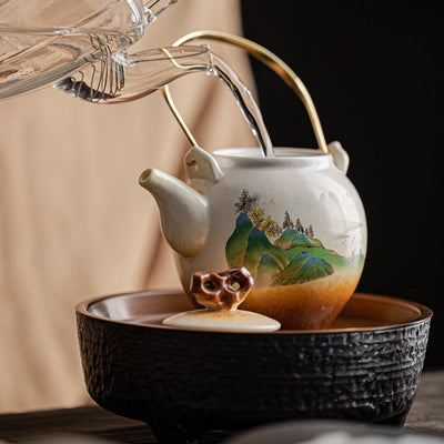Théière porcelaine ancienne paysage chinois