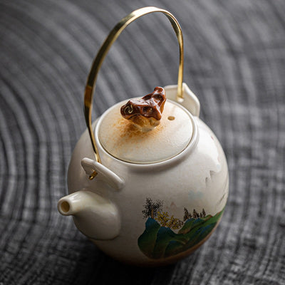 Théière porcelaine ancienne paysage chinois