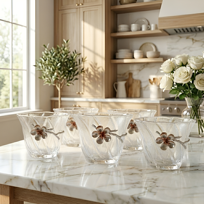 Théière transparente avec motif