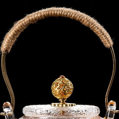 Théière transparente avec motif