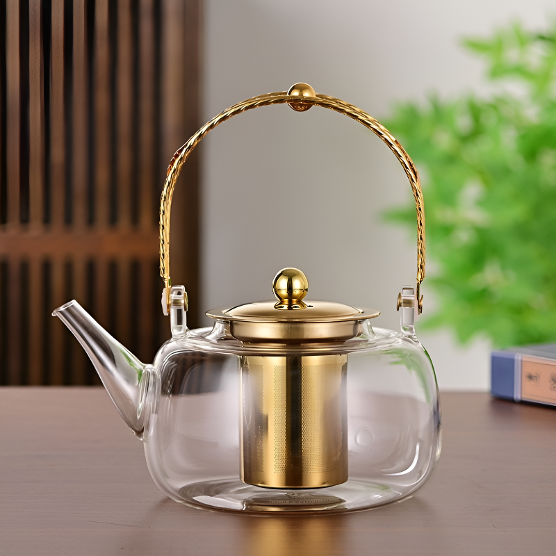 Théière en verre clair