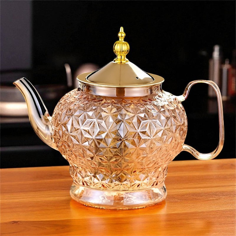 Théière en verre avec filtre et piston
