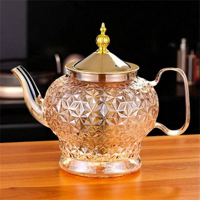 Théière en verre avec filtre et piston