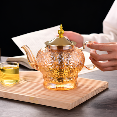 Théière en verre avec filtre et piston