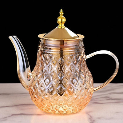 Théière en verre avec filtre et piston