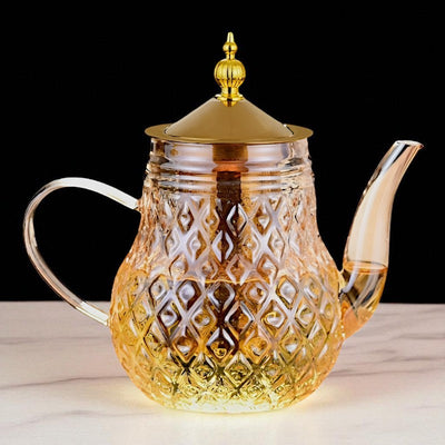 Théière en verre avec filtre et piston