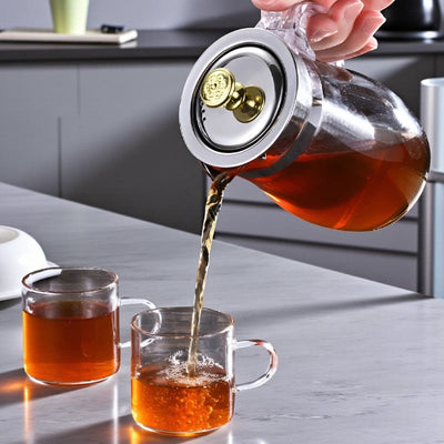 Théière en verre et inox