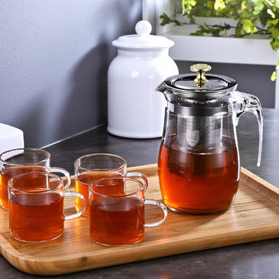 Théière en verre et inox