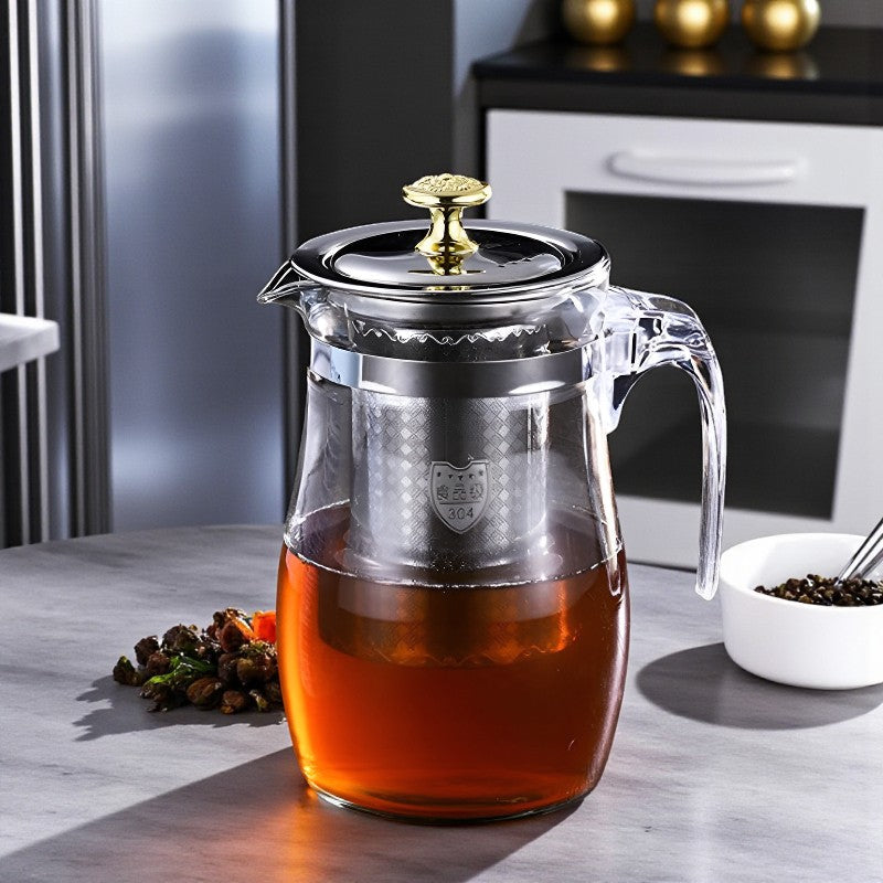 Théière en verre et inox